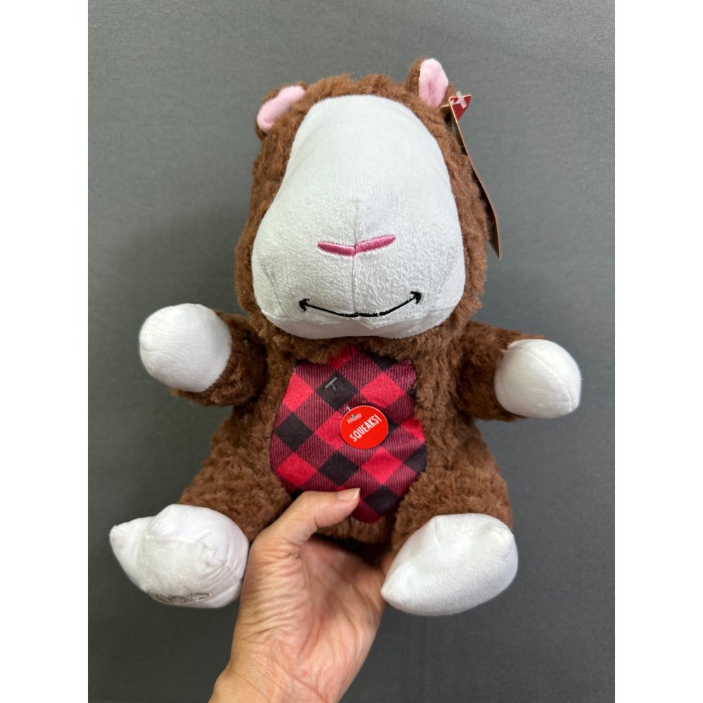 PetSmart Hope Plush Dog Toy Brown White Buffalo Plaid Squeaker 2023Holiday 10.5"